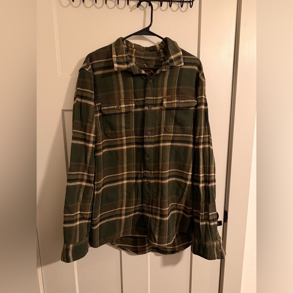 Orvis Olive and Tan Plaid Shirt